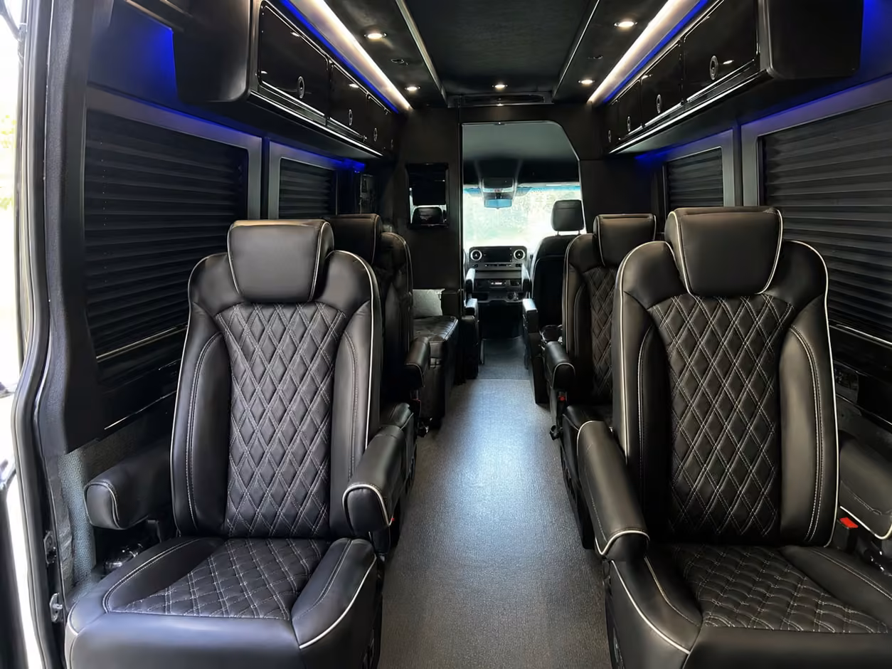 sprinter van rental with driver inside